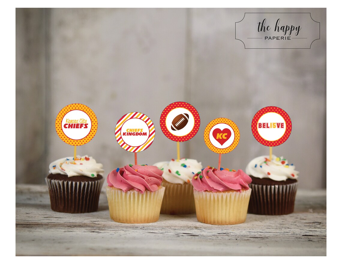 Kansas City Chiefs Cupcake Toppers, Digital Download - Etsy