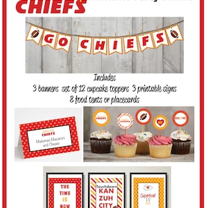 Kansas City Chiefs Printable Party Bundle updated for superbowl 2025