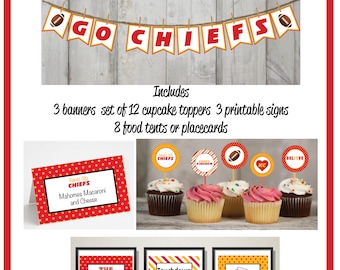 Kansas City Chiefs Printable Party Bundle updated for superbowl 2025