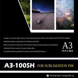 Bundle A-SUB Sublimation Paper 13x19 125g + Sublimation Ink Inkjet