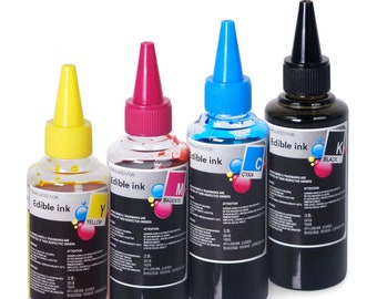 Compatible Non- OEM Compatible 4-Colored Edible Ink bottles for Cake Print Baking - Epson Canon Brother