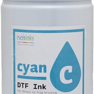 CISinks Premium DTF Ink Bottle Refill Set 1000ML Direct to Film Heat Transfer Printing, Conversion Kit, Compatible w/ DTF Film-Cyan Bild 1