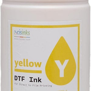 CISinks Premium DTF Ink Bottle Refill Set 1000ML- Direct to Film Heat Transfer Printing, Conversion Kit, Compatible w/ DTF Film-Yellow