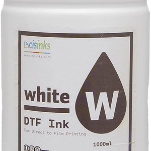 CISinks Premium DTF Ink Bottle Refill Set 1000ML- Direct to Film Heat Transfer Printing, Conversion Kit, Compatible w/ DTF Film-White
