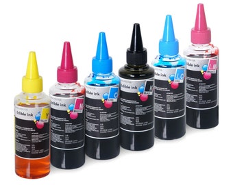 Compatible Non-OEM Compatible 6-Colored Edible Ink bottles for Cake Print Baking - Epson Canon Brother