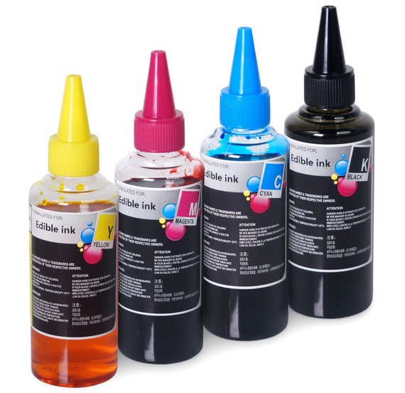 Compatible Non- OEM Compatible 4-Colored Edible Ink bottles for Cake Print Baking - Epson Canon Brother