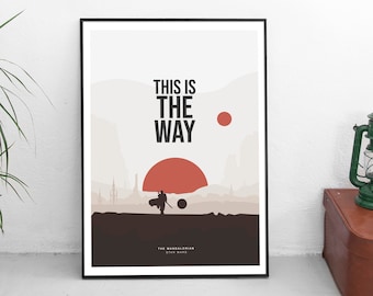 The Mandalorian Illustration - Star Wars, Mando, Grogu, Perfect Gift, Poster Print