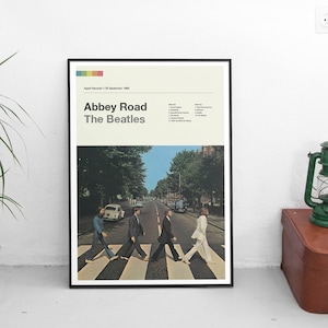 Abbey Road, poster dei Beatles, copertina dell'album, stampa retrò