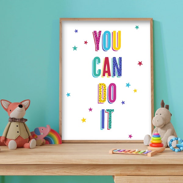 You Can Do It bunte Wand Kunst Kinderzimmer Schlafzimmer Poster Druck