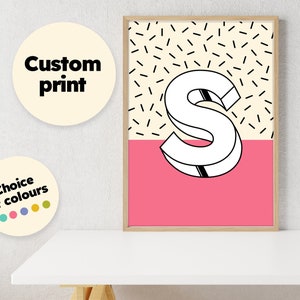 Custom Letter Print Initial Poster Custom Wall Art Personalised Letter Print Custom Alphabet Home Decor