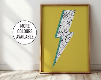 Lightening Bolt - Boys Bedroom, Nursery Wall Art, Playroom Print, Kids Room