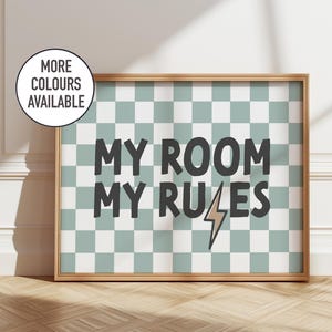 My Room My Rules - Boys Bedroom Decor, Playroom Print, Nursery Wall Art