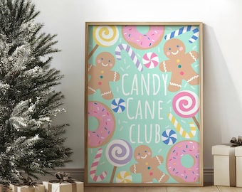 Candy Cane Club Print: Festive Christmas Kid's Wall Art