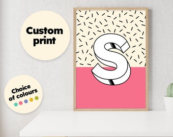 Custom Initial Print: Personalised Letter Poster, Alphabet Home Decor