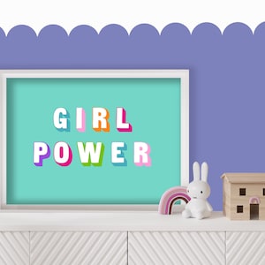 Girl Power -  Nursery Print, Playroom Decor, Colourful Wall Art, Bedroom Poster