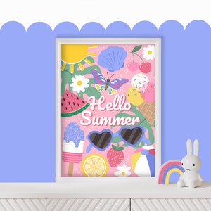 Hola Verano - Arte de pared para dormitorio infantil, póster para guardería, decoración colorida para sala de juegos, lámina para habitación infantil