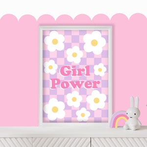 Girl Power - feministisches, motivierendes Poster, lustiges buntes Kinderzimmerdruck, Mädchen-Schlafzimmerdeko, positive Spielzimmer-Wandkunst