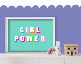 Girl Power -  Nursery Print, Playroom Decor, Colourful Wall Art, Bedroom Poster