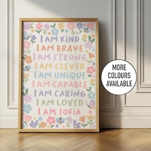 Floral Affirmation Print: Personalised Nursery Decor