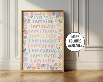 Floral Affirmation Print: Personalised Nursery Decor