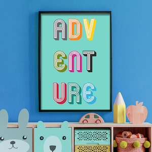 Adventure Playroom Print Brights Cool Colourful Nursery Poster Wall Art