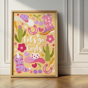 Let's Go Girls - Cowboy Boots Wall Art, Cowgirl Theme Decor, Girlie Fun Poster image 1