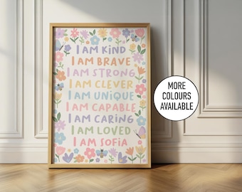 Floral affirmation print: personalised nursery decor