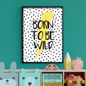 Born To Be Wild - Boys Lightening Bolt Bedroom Print, Nursery Decor, Playroom Wall Art
