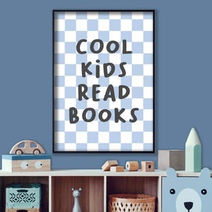 Cool kids read books - kids bedroom decor, fun nursery print, children's playroom wall art image 5