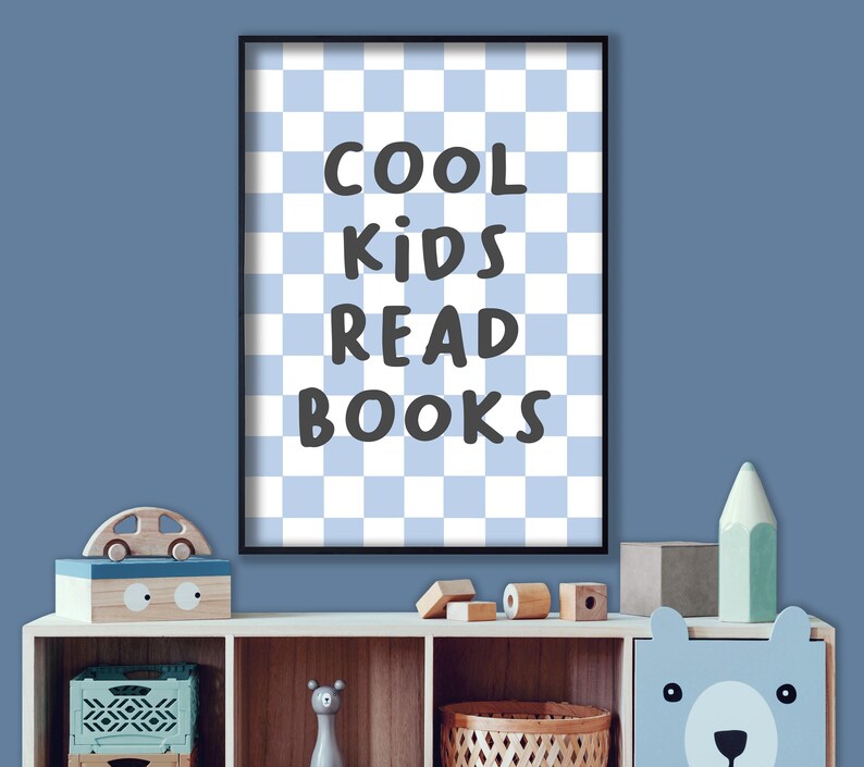 Cool kids read books - kids bedroom decor, fun nursery print, children's playroom wall art image 5