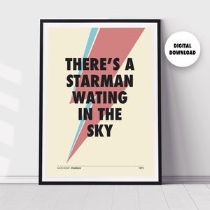 Starman, David Bowie Lyrics Poster - Digital Download  Print, Wall art, Home Decor