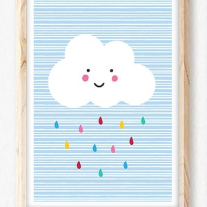 Rainbow, Cloud and Sunshine Set Of Three Colourful Weather Playroom Prints, Childrens Wall Art, Kids Playroom Decor image 3