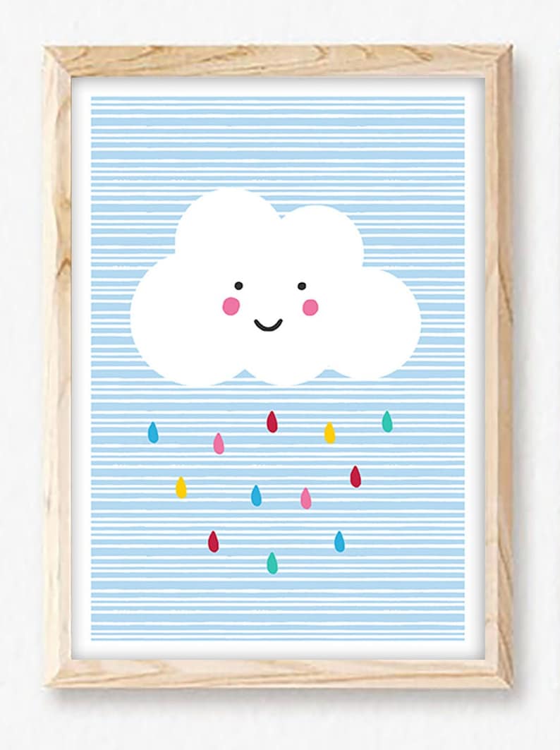 Rainbow, Cloud and Sunshine Set Of Three Colourful Weather Playroom Prints, Childrens Wall Art, Kids Playroom Decor image 3