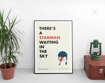 Custom david bowie lyrics illustration poster