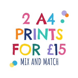 2 láminas A4 - Combina y combina - Paquete de láminas - Compra múltiple - Conjuntos de láminas - Arte infantil - Decoración de pared infantil