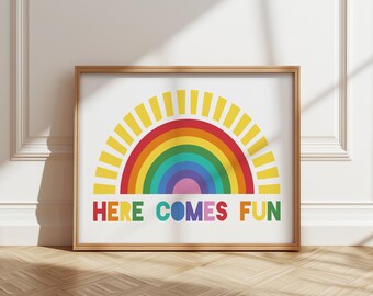Here Comes Fun - Bedroom/Nursery Print Wall Art