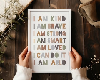Personalisierte Kinder Affirmation Print: Kinderzimmer Dekor, Benutzerdefinierte Name Kunst