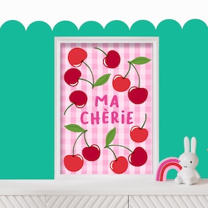 Ma Chérie - Nursery Poster, Children&#39;s Print, Kids Playroom Art Print, Girls Wall Art, Bedroom Decor