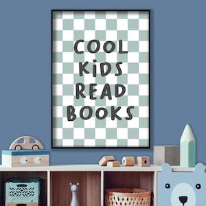 Cool kids read books - kids bedroom decor, fun nursery print, children's playroom wall art image 6