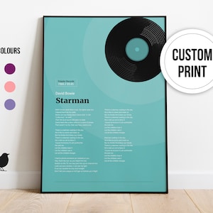 Stampa personalizzata del testo della canzone, regalo speciale, qualsiasi testo della canzone / stampa personalizzata / regalo di compleanno / anniversario / canzone di matrimonio / canzone preferita