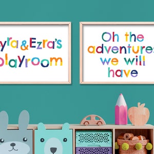 Personalised Playroom Print - Playroom Sign, Girls And Boys Playroom Print, Playroom Decor, Toy Corner Print, Siblings, Brothers, Sisters