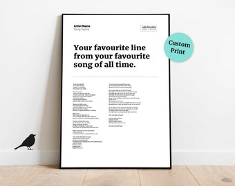 Custom Song Lyric Print: Personalised Music Wall Art