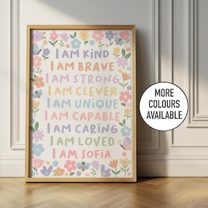 Floral affirmation print: personalised nursery decor