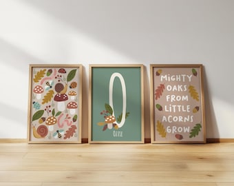 Personalised woodland nursery prints: mighty oaks decor