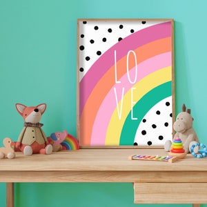 Love Rainbow - Helle und bunte Wandkunst, Kinder Schlafzimmer Poster, Spielzimmer Dekoration, Kinderzimmer Druck
