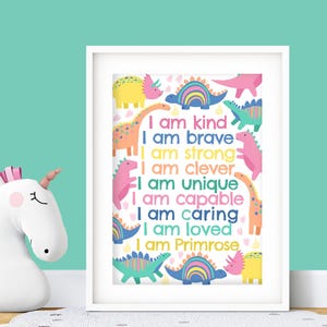 Impresión de dinosaurios: impresión personalizada para dormitorio infantil, arte de pared personalizado, impresión para sala de juegos, decoración infantil