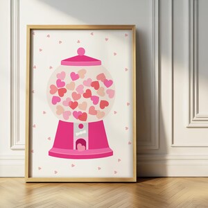 Love Hearts Gumball Machine Art Print: Valentine's Day Decor