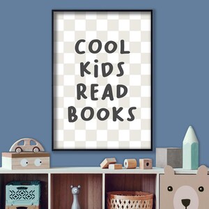 Cool kids read books - kids bedroom decor, fun nursery print, children's playroom wall art image 4