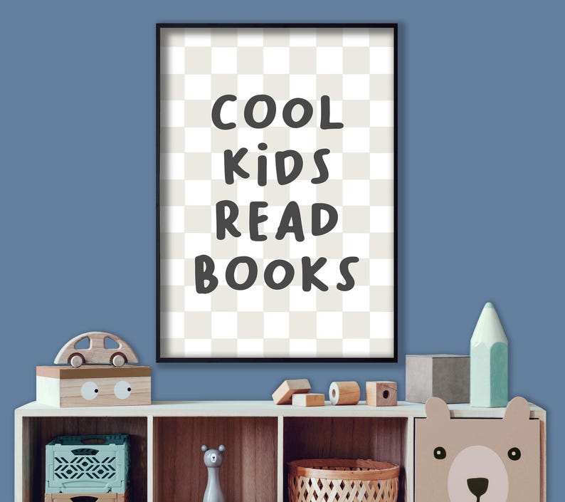 Cool kids read books - kids bedroom decor, fun nursery print, children's playroom wall art image 4