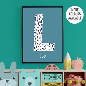 Impresión de nombre e inicial: impresión de nombre personalizada, arte de pared para guardería, arte de pared para niño adolescente, impresión de letras con monograma, impresión de nombre de niño